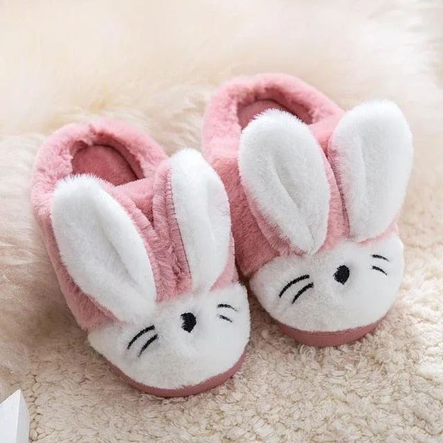 Adorable Rabbit-Themed Winter Slippers for Children - Warm and Comfy Footwear