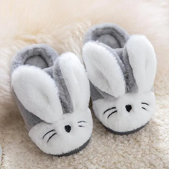 Adorable Rabbit-Themed Winter Slippers for Children - Warm and Comfy Footwear