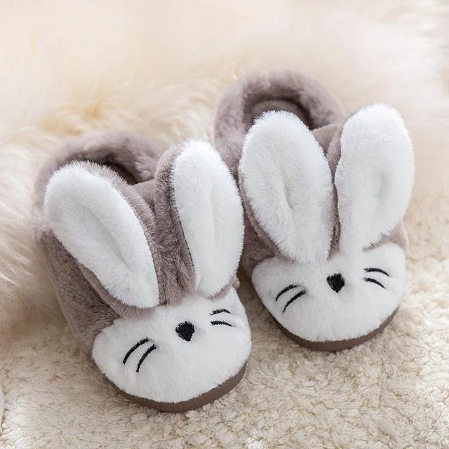 Adorable Rabbit-Themed Winter Slippers for Children - Warm and Comfy Footwear