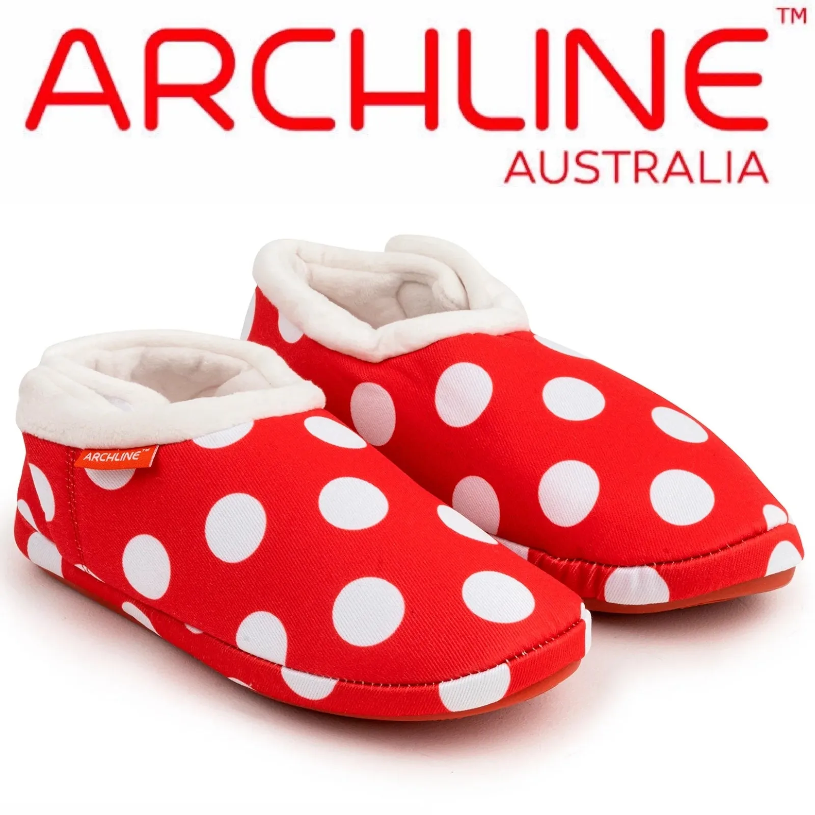 ARCHLINE Orthotic Slippers CLOSED Back Scuffs Moccasins Pain Relief - Red Polka Dots - EUR 37 (Womens 6 US)