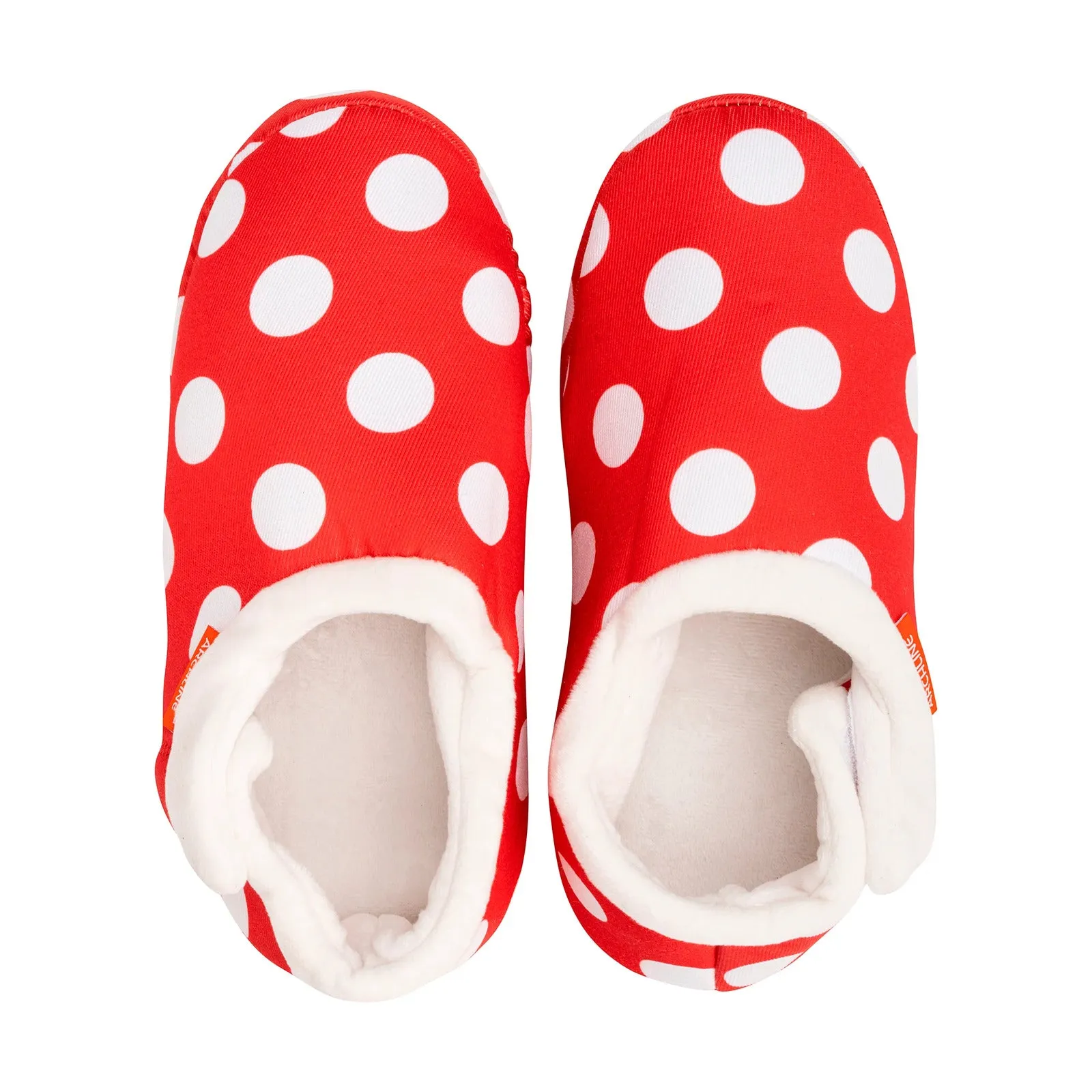 ARCHLINE Orthotic Slippers CLOSED Back Scuffs Moccasins Pain Relief - Red Polka Dots - EUR 37 (Womens 6 US)