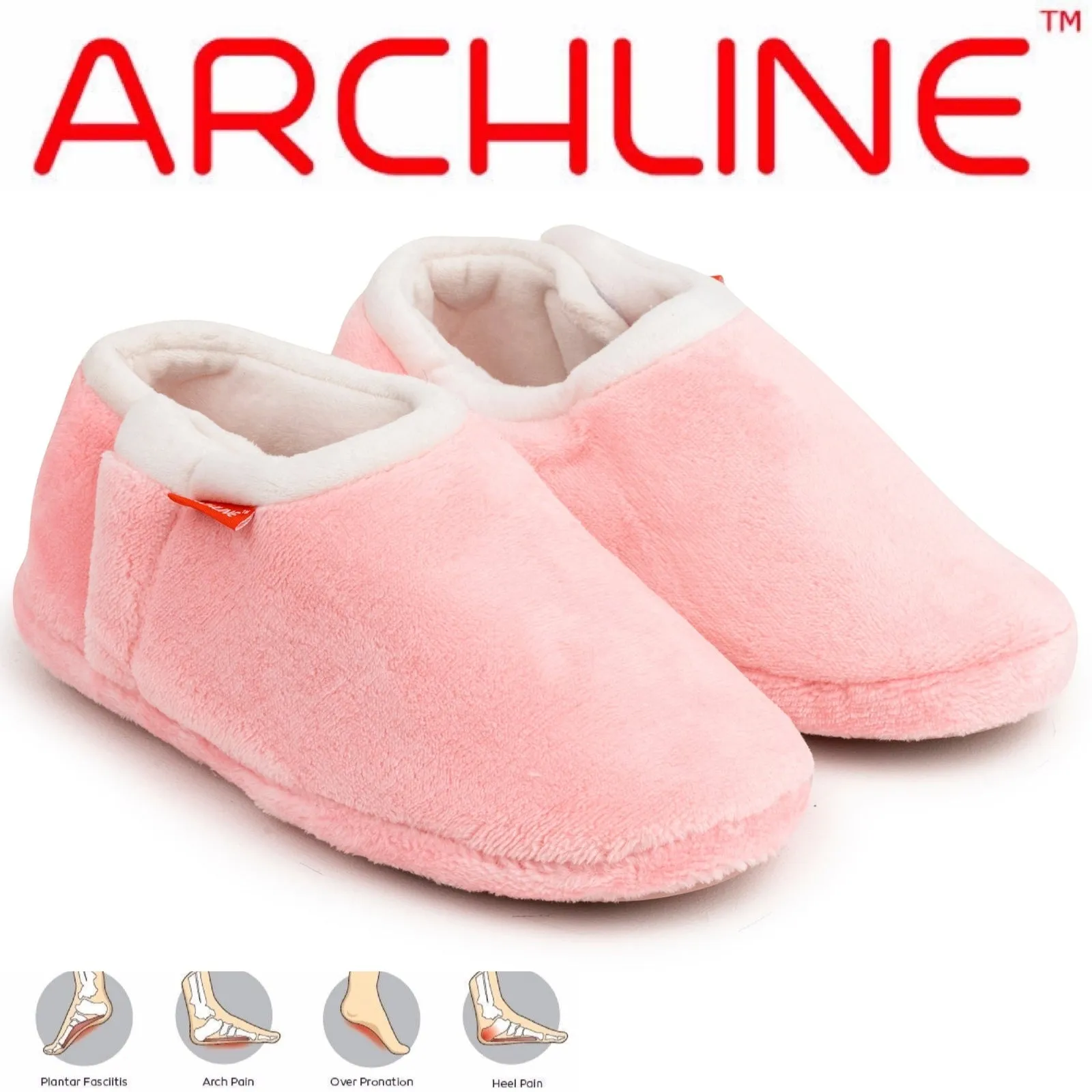 ARCHLINE Orthotic Slippers Closed Scuffs Pain Relief Moccasins - Pink - EUR 41