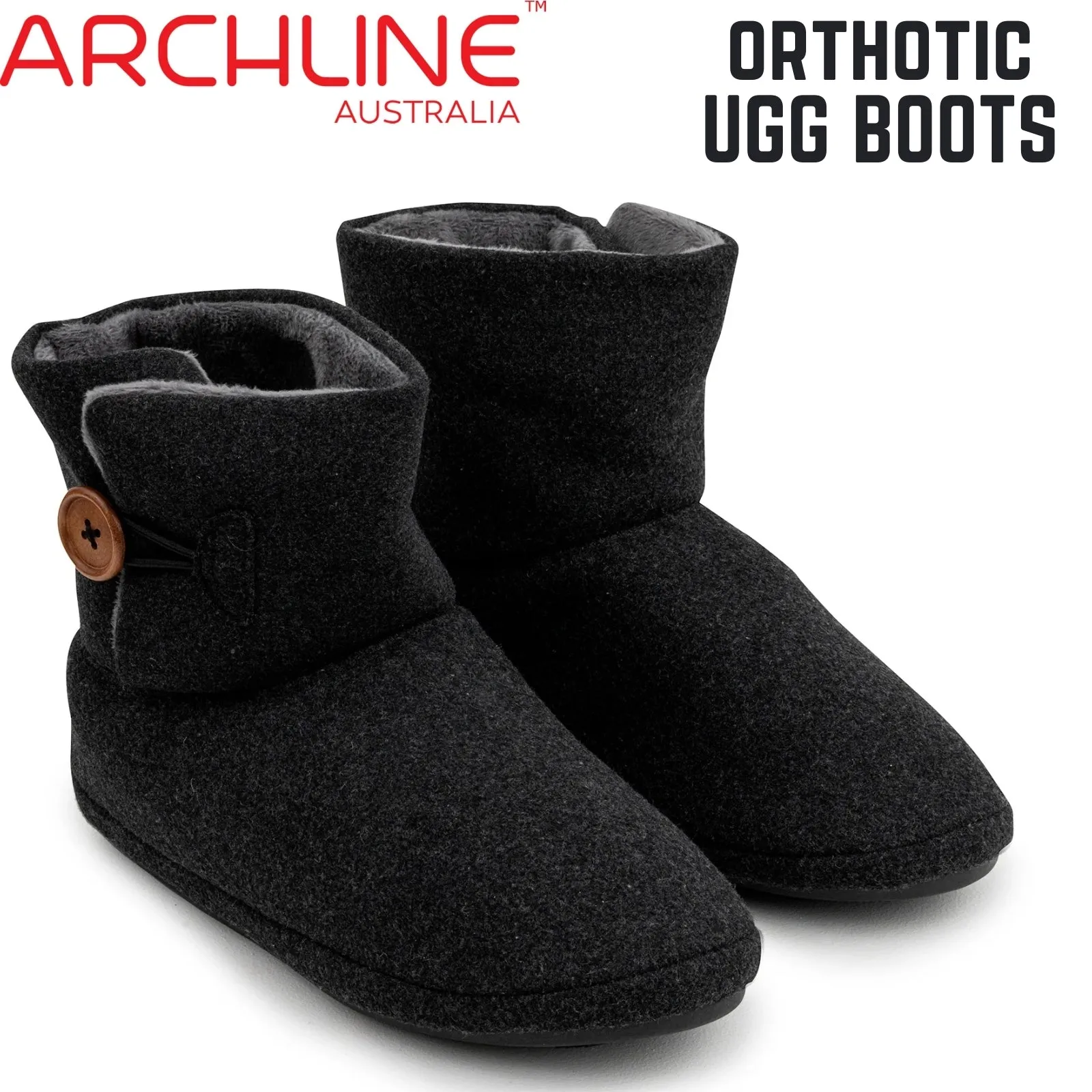 Archline Orthotic UGG Boots Slippers Arch Support Warm Orthopedic Shoes - Charcoal - EUR 39 (Women's US 8/Men's US 6)