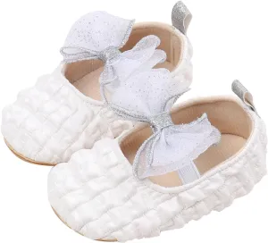 Baby Girls Mary Jane Dress Shoes with Bowknot Newborn Infant Cute Wedding Formal Shoes First Walkers for Toddler