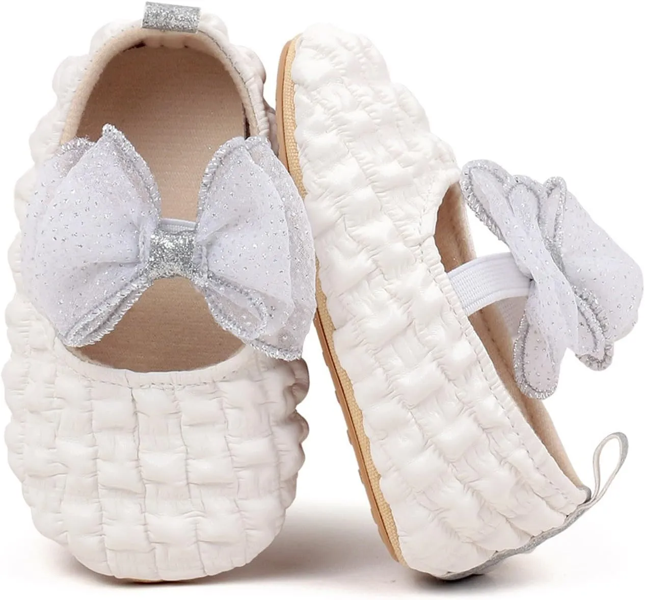 Baby Girls Mary Jane Dress Shoes with Bowknot Newborn Infant Cute Wedding Formal Shoes First Walkers for Toddler