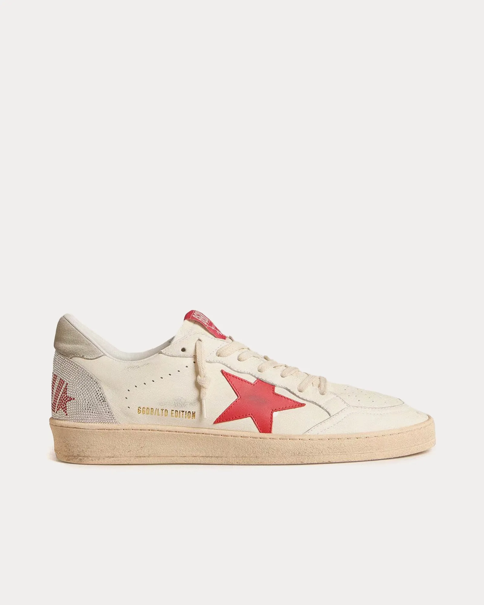 Ball Star Leather with Swarovski Lettering White / Red Low Top Sneakers