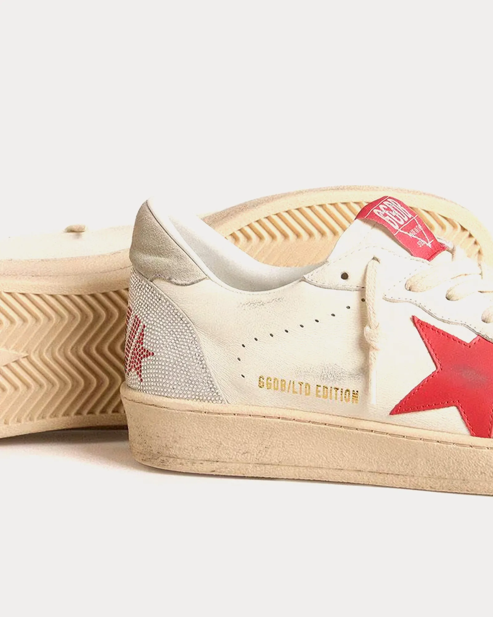 Ball Star Leather with Swarovski Lettering White / Red Low Top Sneakers