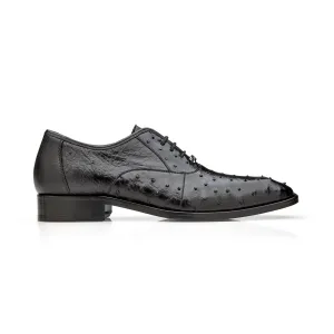 Belvedere Orlando D01 Men's Shoes Black Genuine Ostrich Formal Oxfords (BV3136)