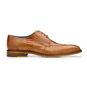 Belvedere Siena 1463 Shoes Men's Burned Amber Ostrich Derby Split-Toe Oxfords (BV2013)