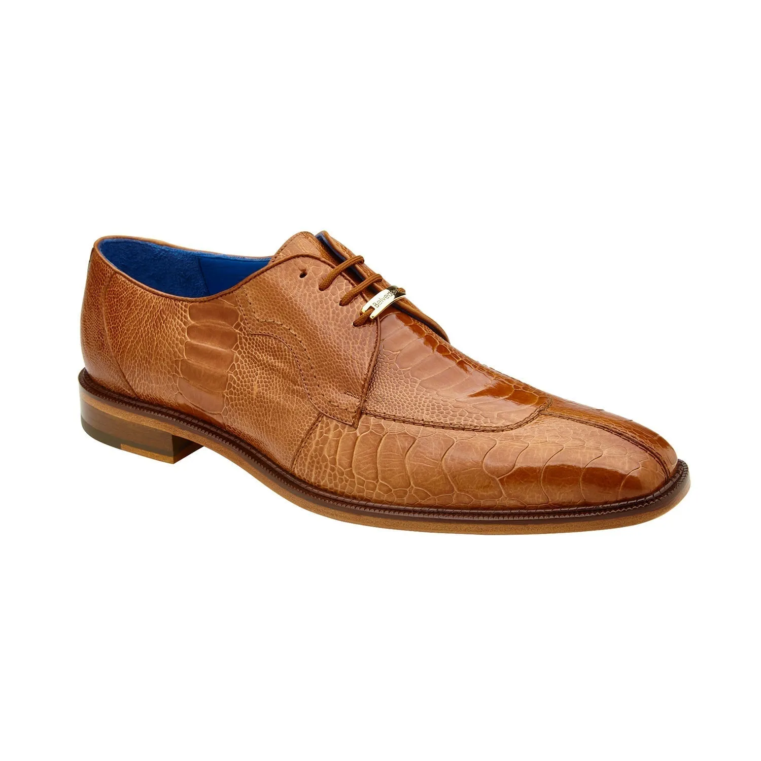 Belvedere Siena 1463 Shoes Men's Burned Amber Ostrich Derby Split-Toe Oxfords (BV2013)