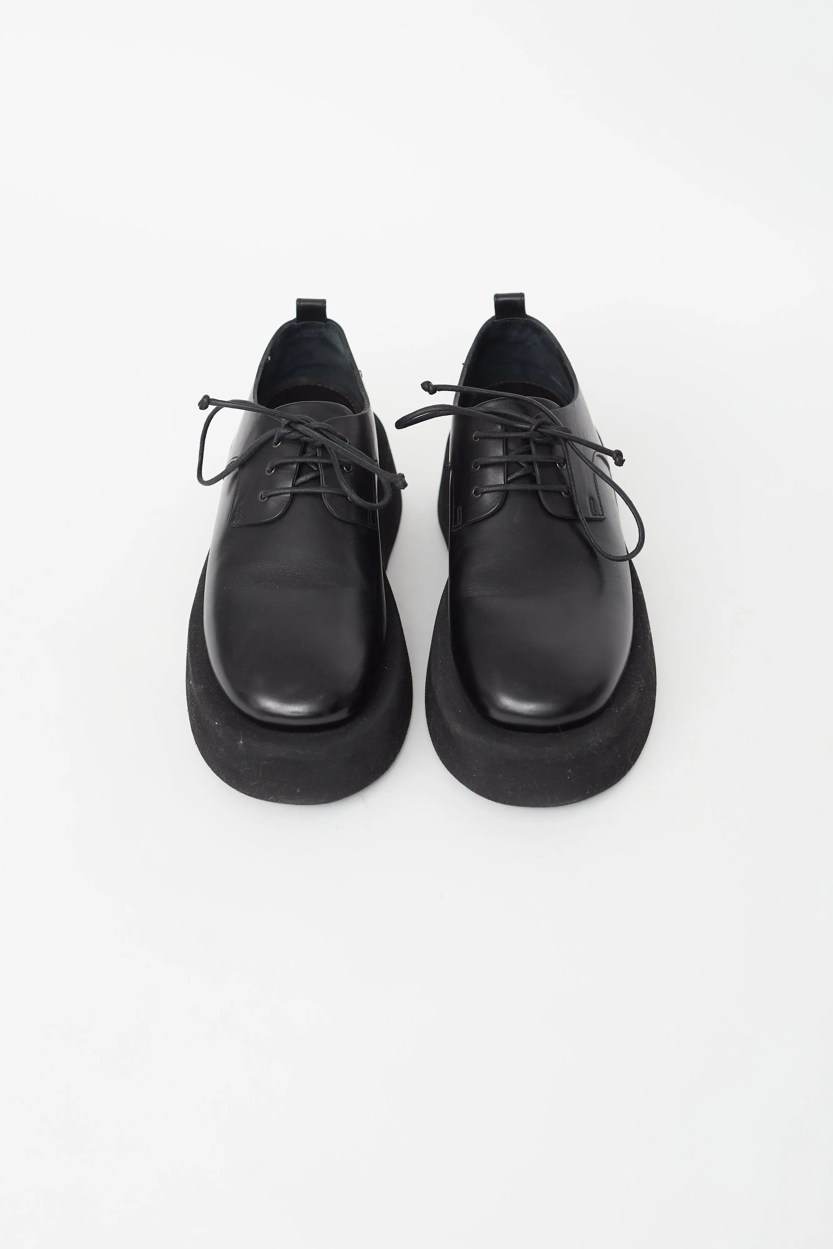 Black Leather Platform Oxford