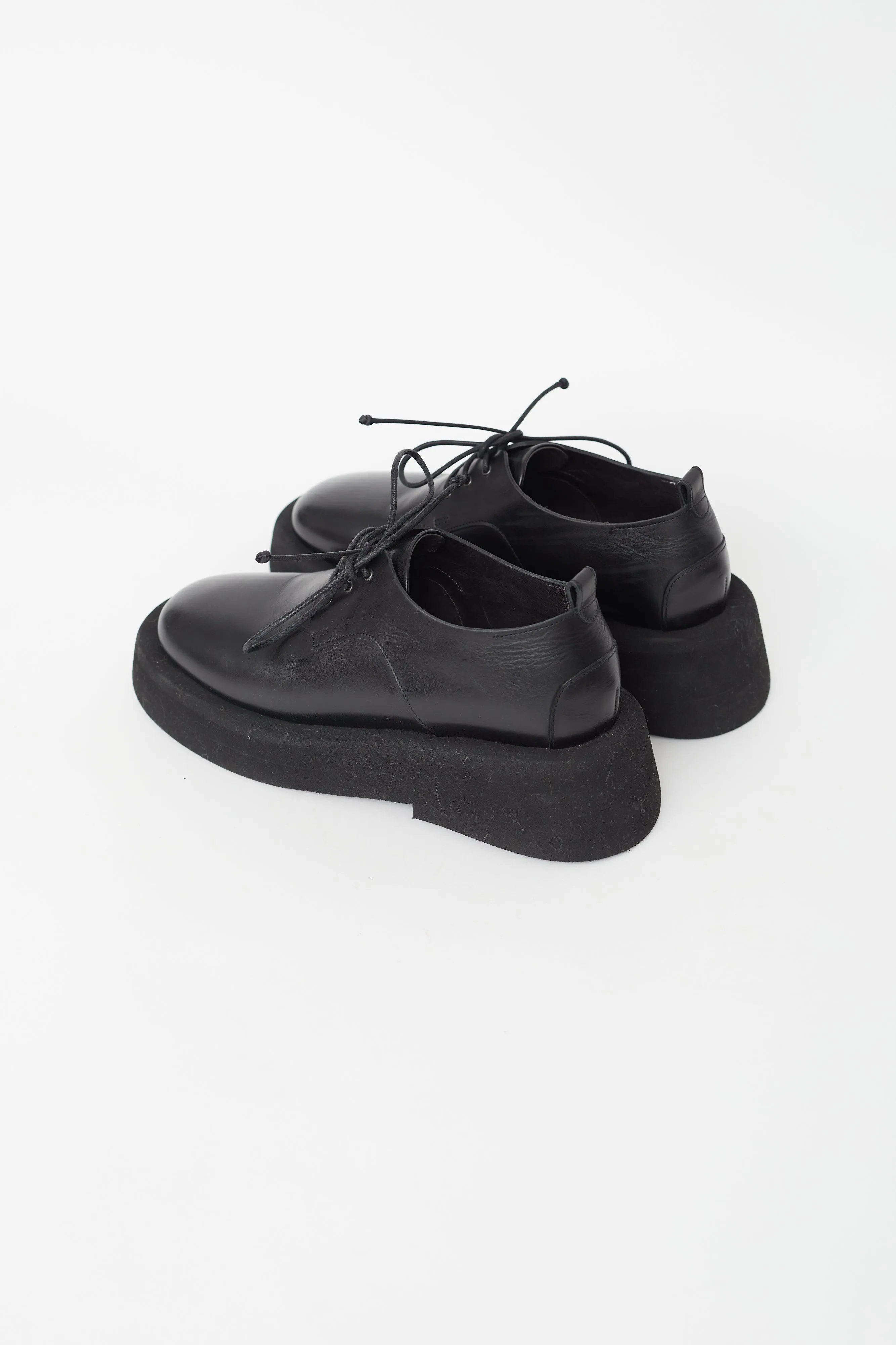 Black Leather Platform Oxford
