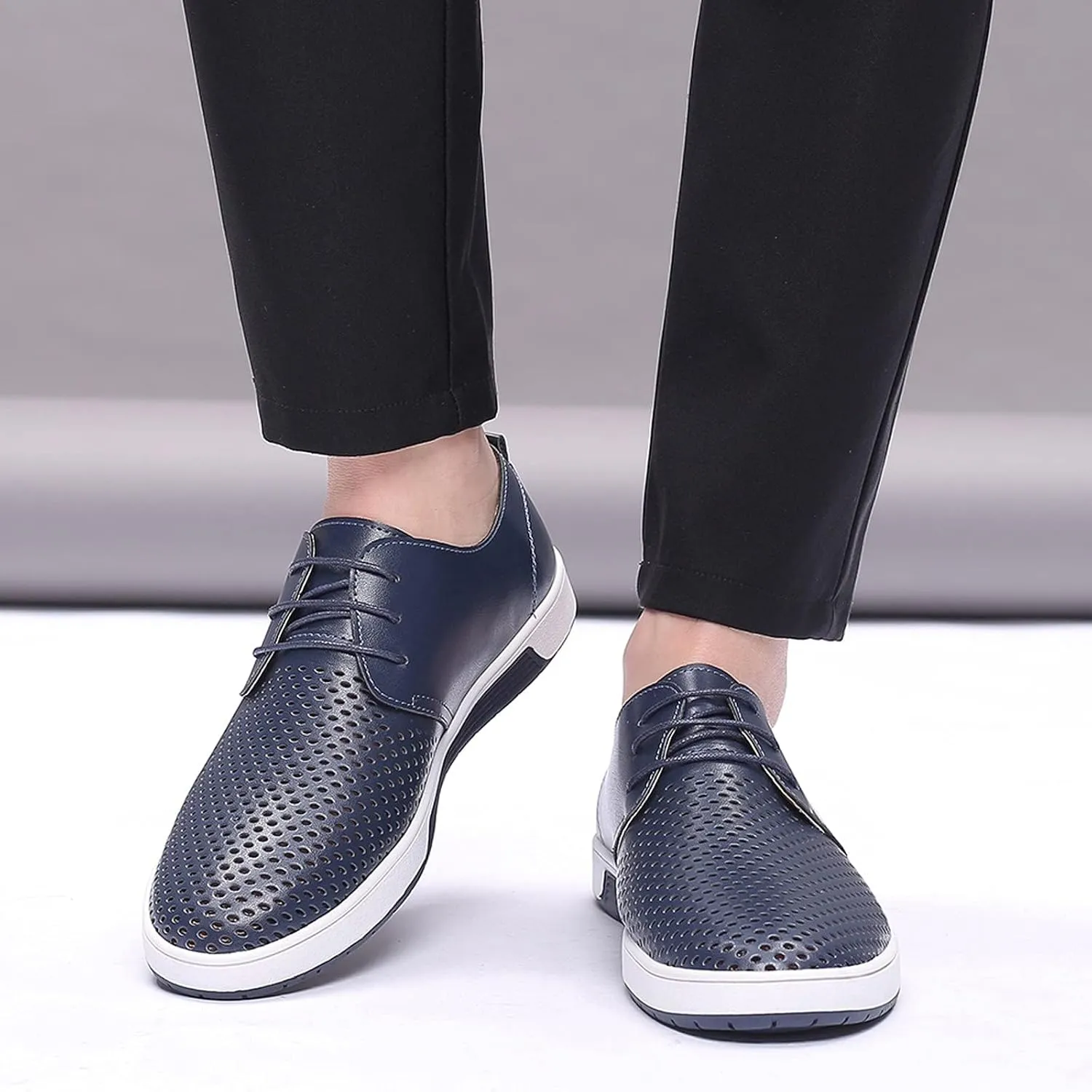 BORAMAX Men's Casual Non-Slip Oxford Shoes -Men's Flat Fashion Breathable Business Formal Dress Sneakers Dress Shoes for Men