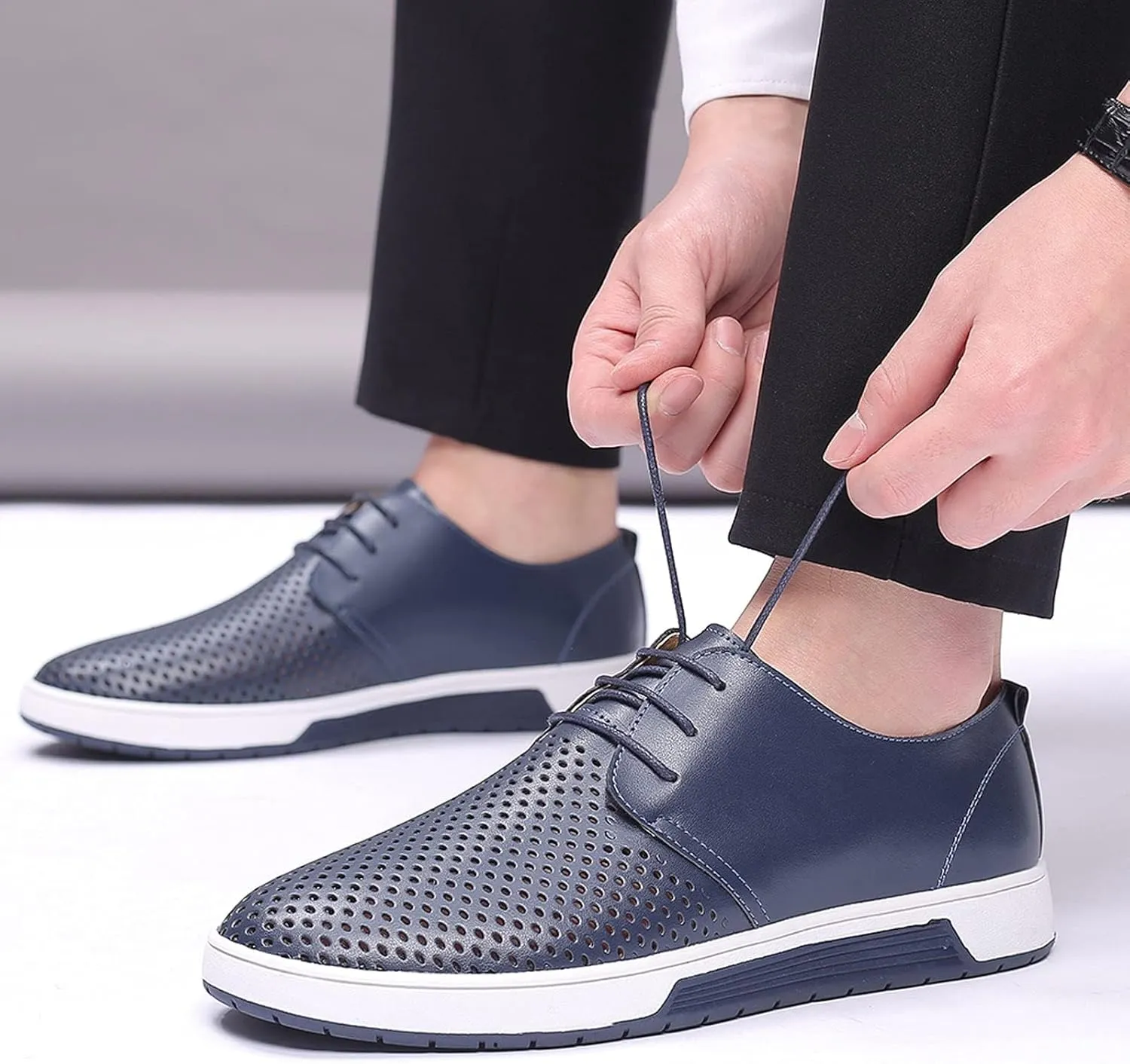 BORAMAX Men's Casual Non-Slip Oxford Shoes -Men's Flat Fashion Breathable Business Formal Dress Sneakers Dress Shoes for Men