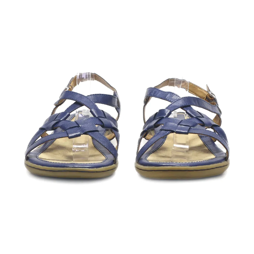 Born Flat Sandals Leather Blue Colour For Women