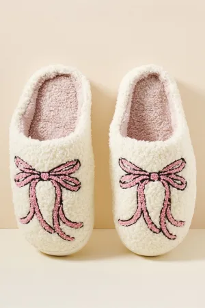 Bow Slippers in White