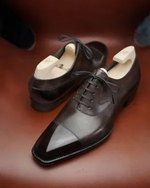 Brown Leather Cassara Toe Cap Oxfords - Formal Shoes - SS23