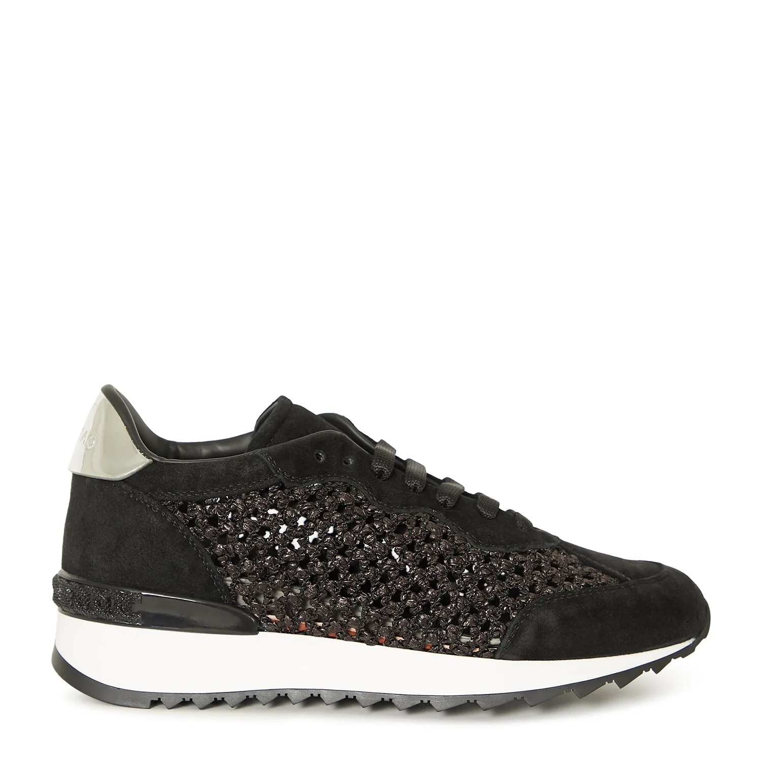 Casadei - Mesh-embellished Suede Sneakers Black