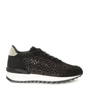 Casadei - Mesh-embellished Suede Sneakers Black