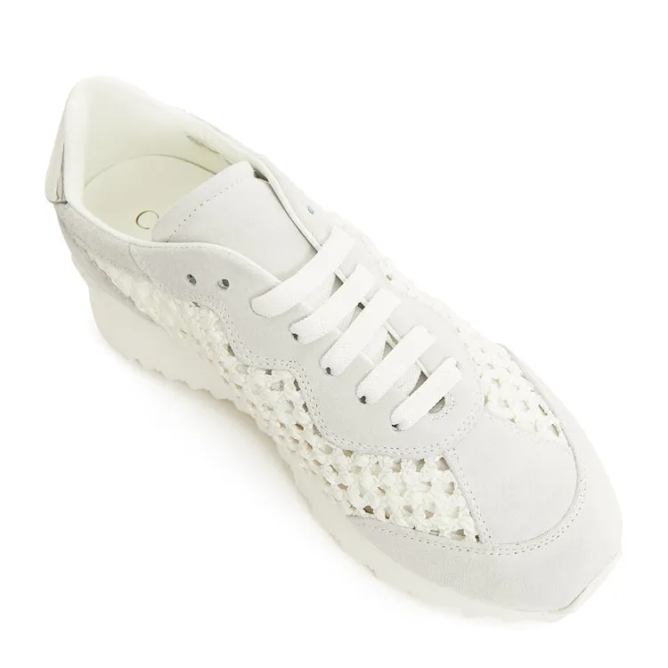 Casadei - Mesh-embellished Suede Sneakers White