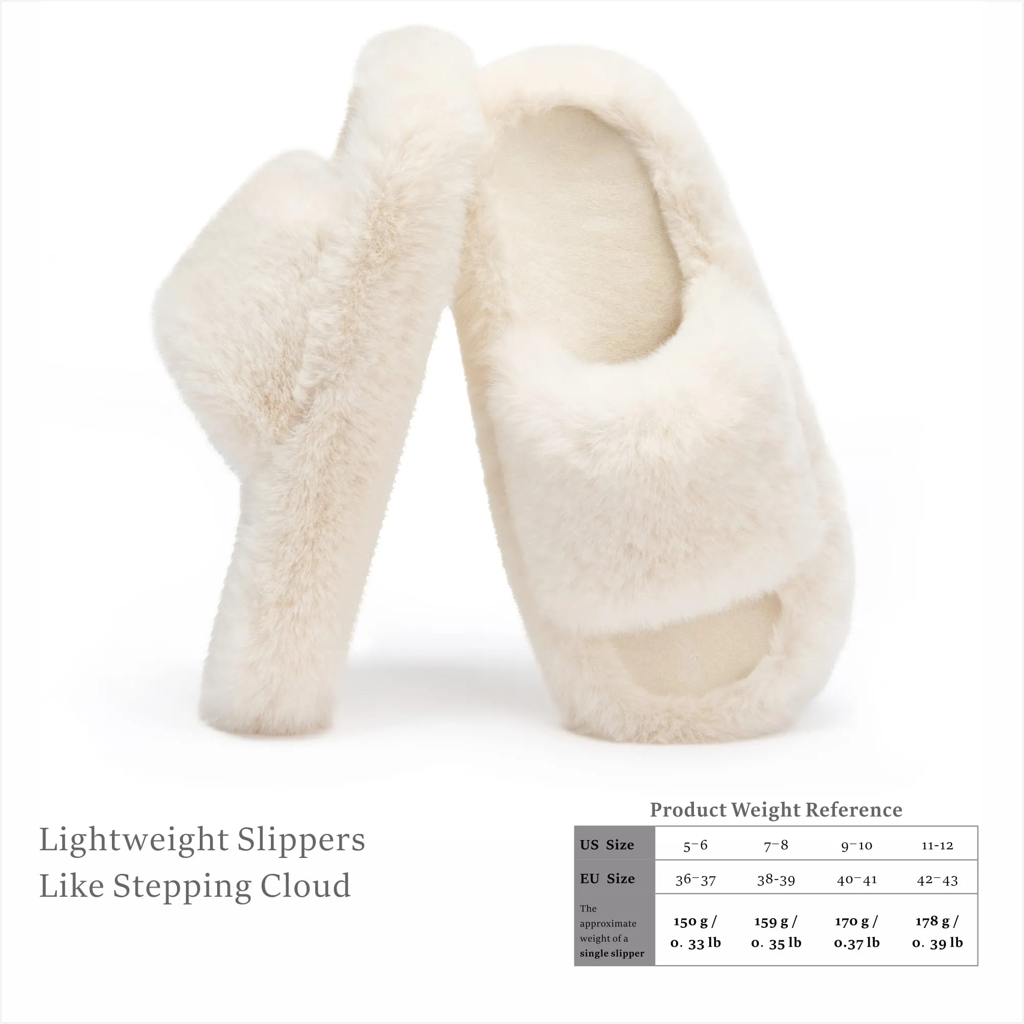 Chantomoo Women's Slippers Memory Foam House Bedroom Slippers for Women Fuzzy Plush  Sole Trendy Gift Slippers Beige Size7 8 6.5