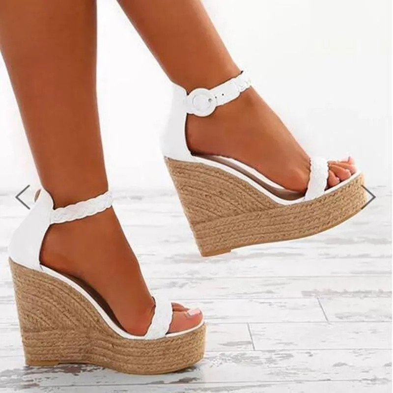 Chicvane Open Toe Wedge Sandals with Ankle Strap