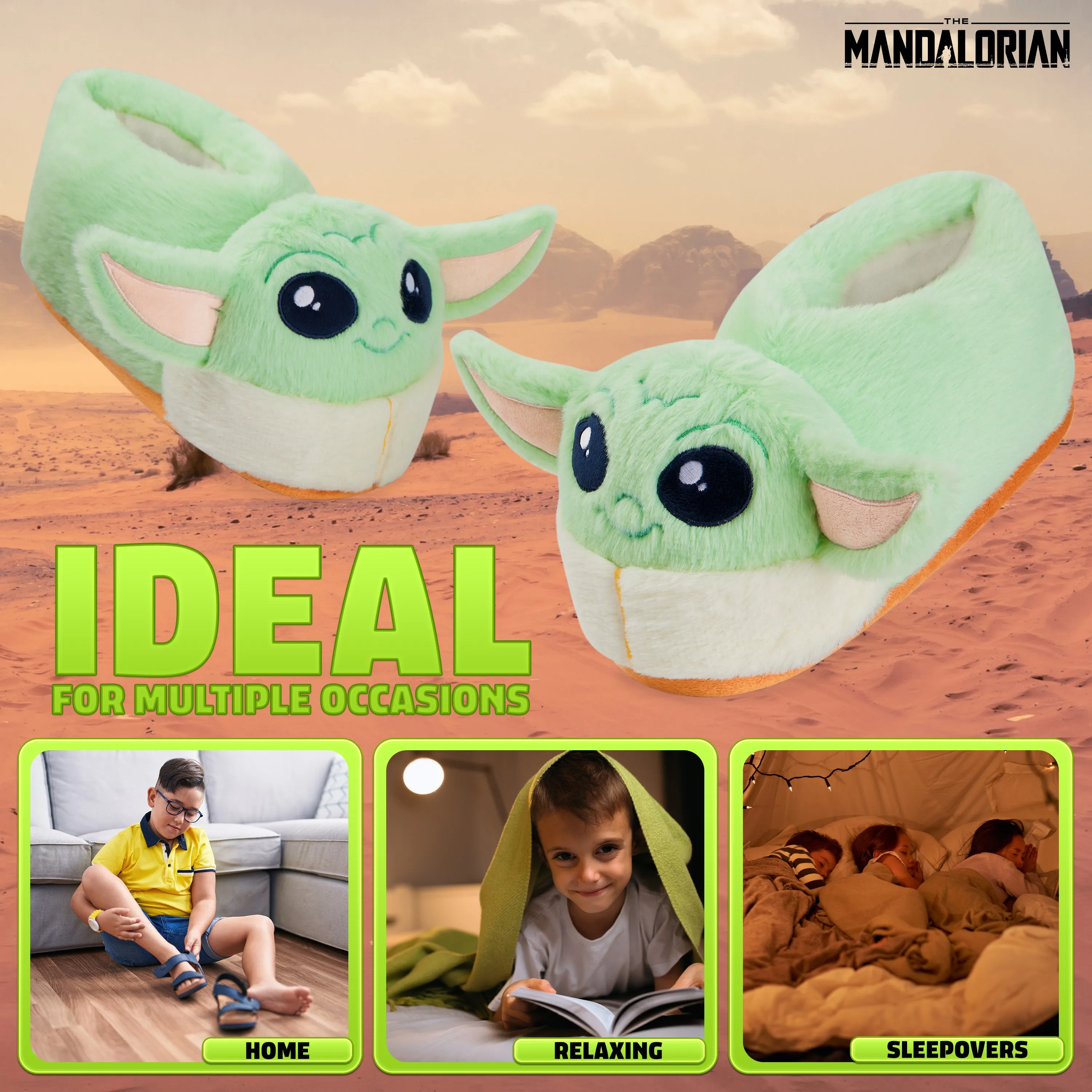 Disney Slippers for Kids - 3D Fluffy Baby Yoda Slippers