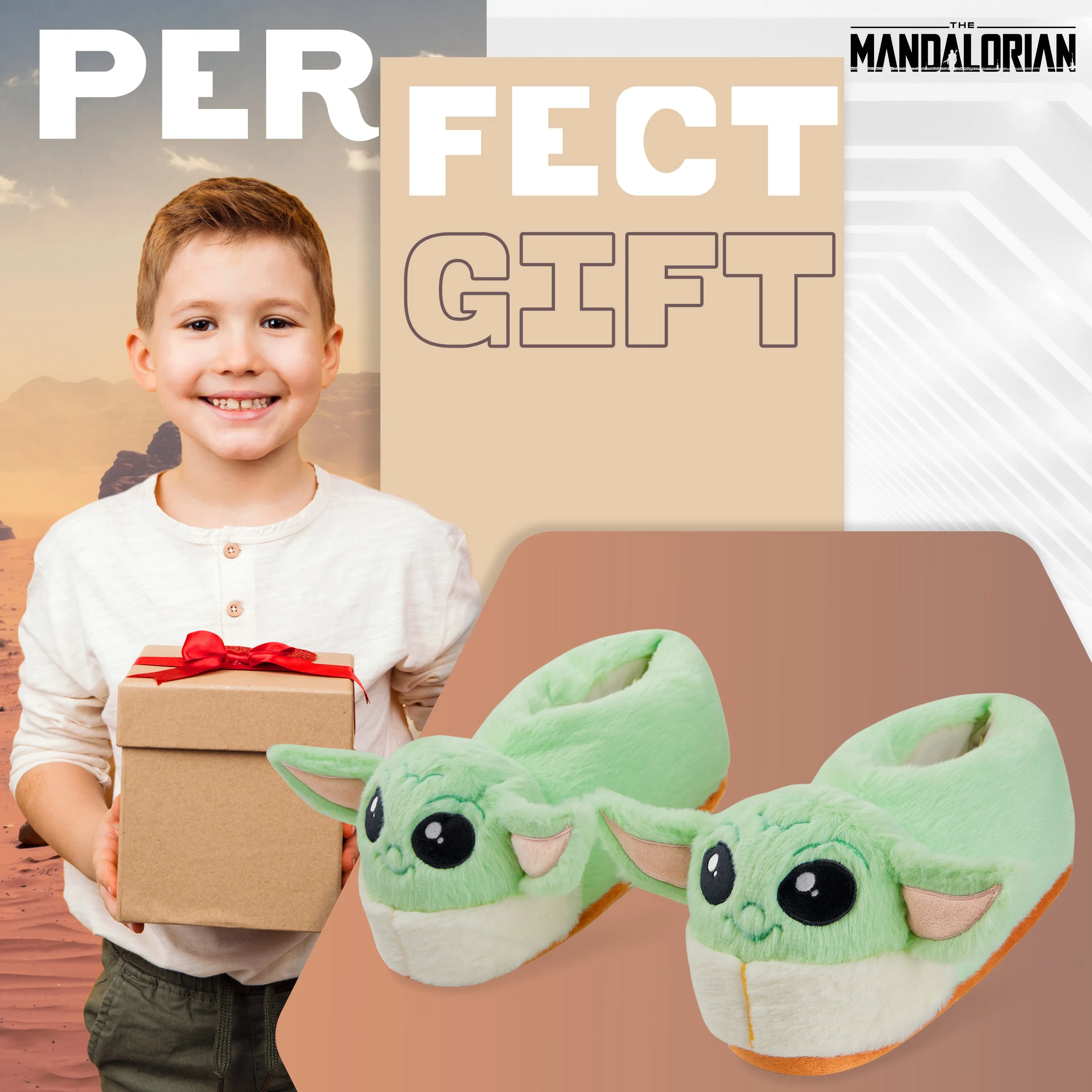 Disney Slippers for Kids - 3D Fluffy Baby Yoda Slippers