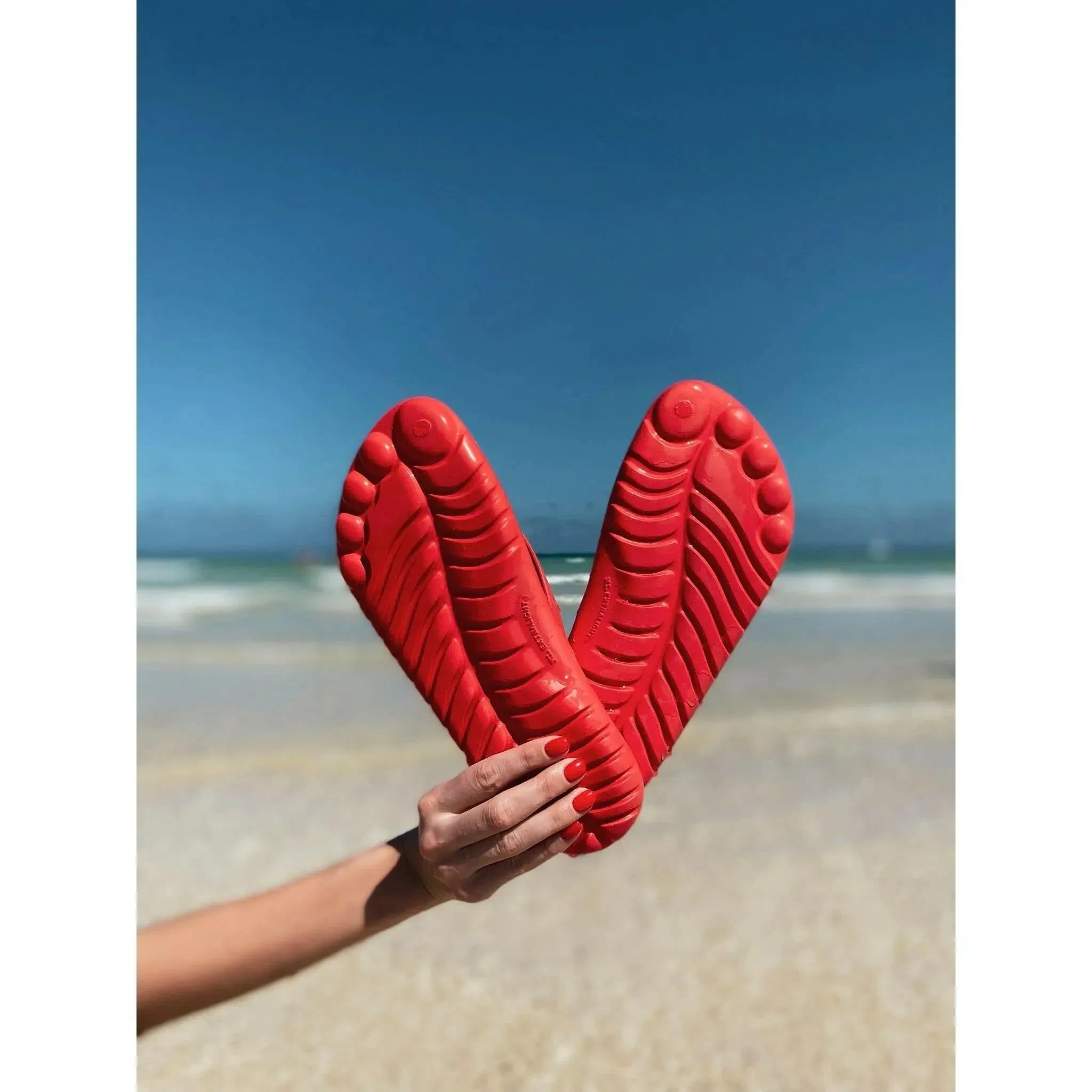 FIRE RED FLIP FLOPS BY GUDO