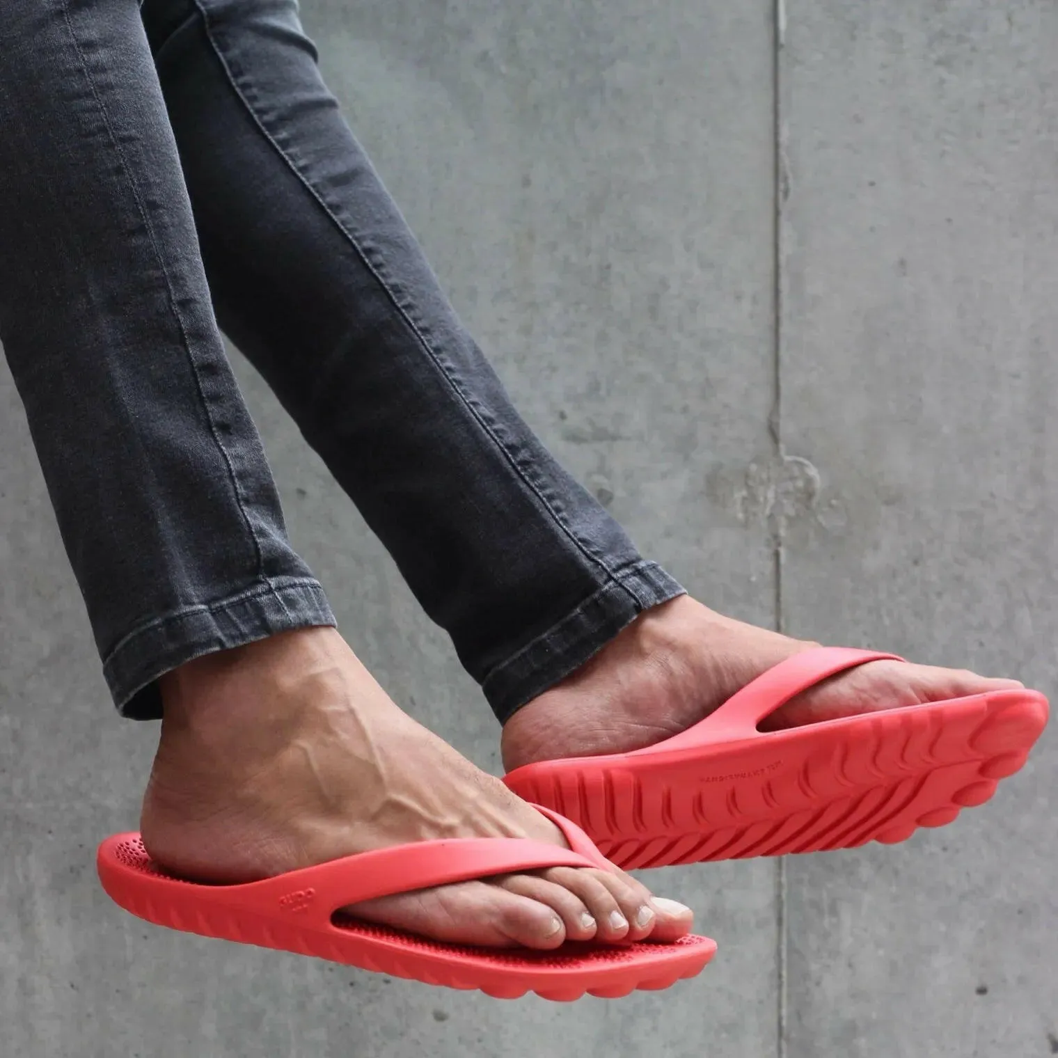 FIRE RED FLIP FLOPS BY GUDO