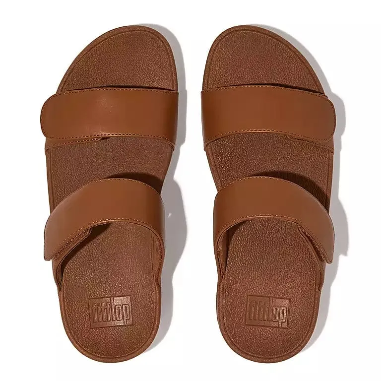 FitFlop Lulu Adjustable Leather Slides in Light Tan