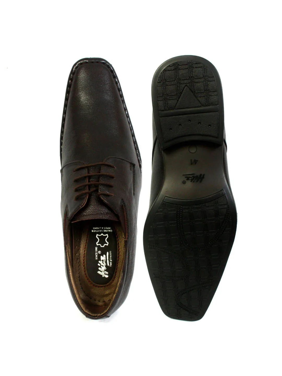 Hitz Men's Brown Leather Formal Derby Shoes