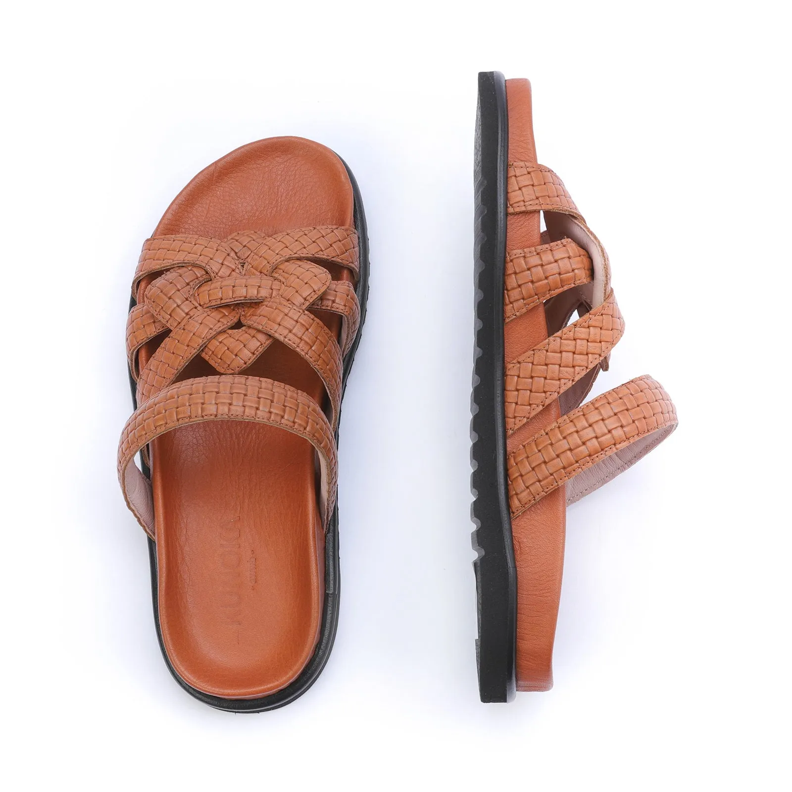 HORTENSE flat sandal - woven brown