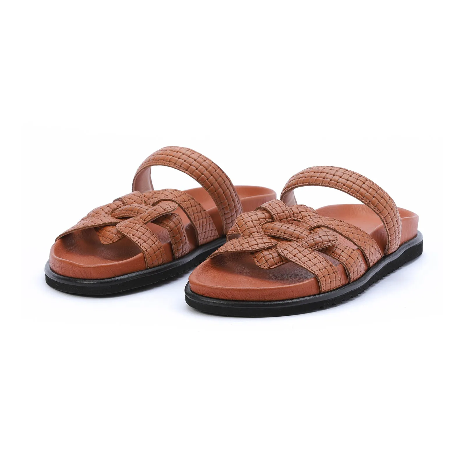 HORTENSE flat sandal - woven brown