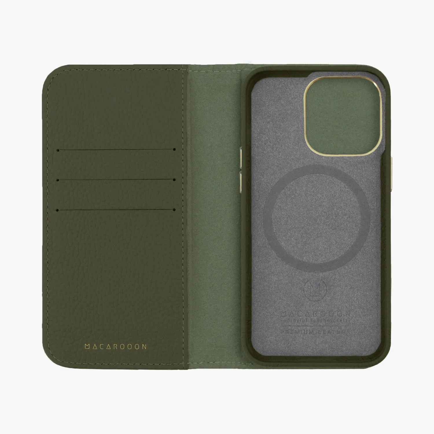 iPhone 15 Plus MagSafe Leather Flip Cover with Leather Case