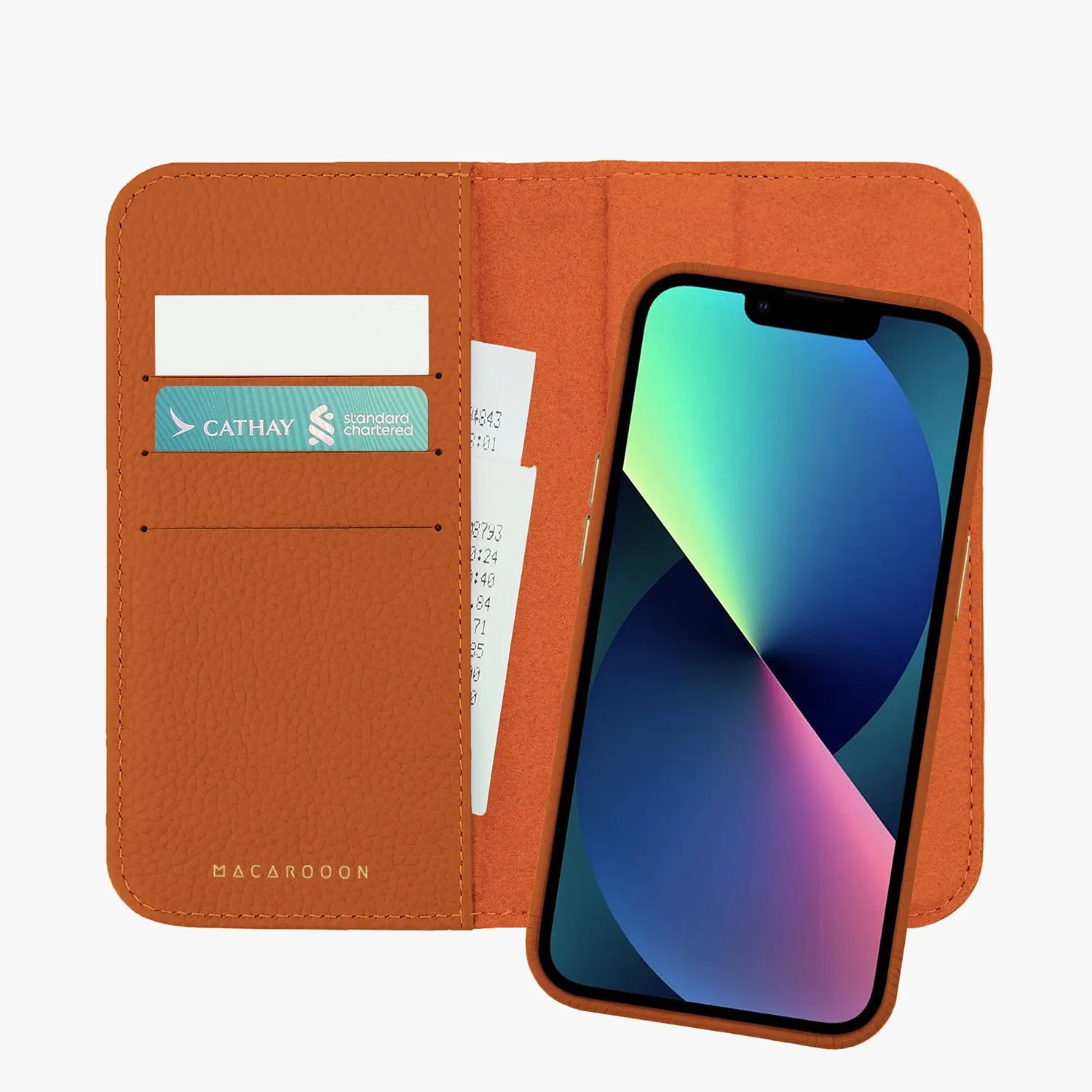 iPhone 15 Plus MagSafe Leather Flip Cover with Leather Case