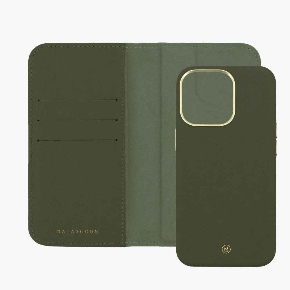 iPhone 15 Plus MagSafe Leather Flip Cover with Leather Case