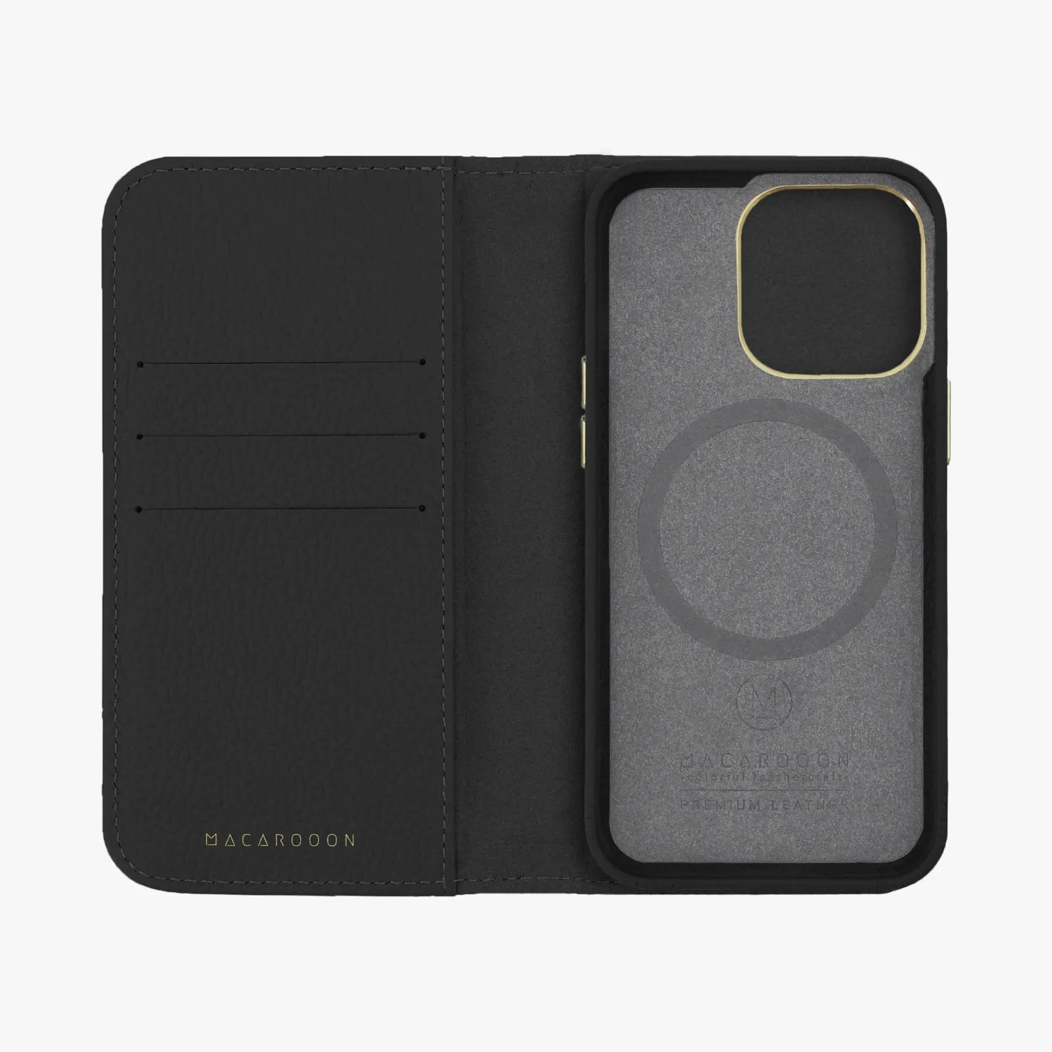 iPhone 15 Plus MagSafe Leather Flip Cover with Leather Case