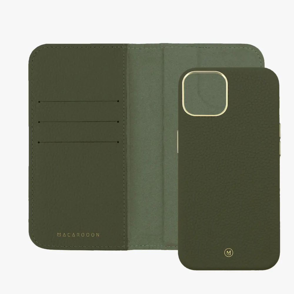 iPhone 15 Plus MagSafe Leather Flip Cover with Leather Case