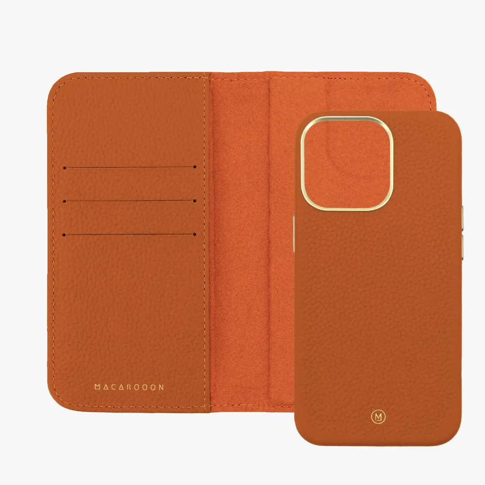 iPhone 15 Plus MagSafe Leather Flip Cover with Leather Case