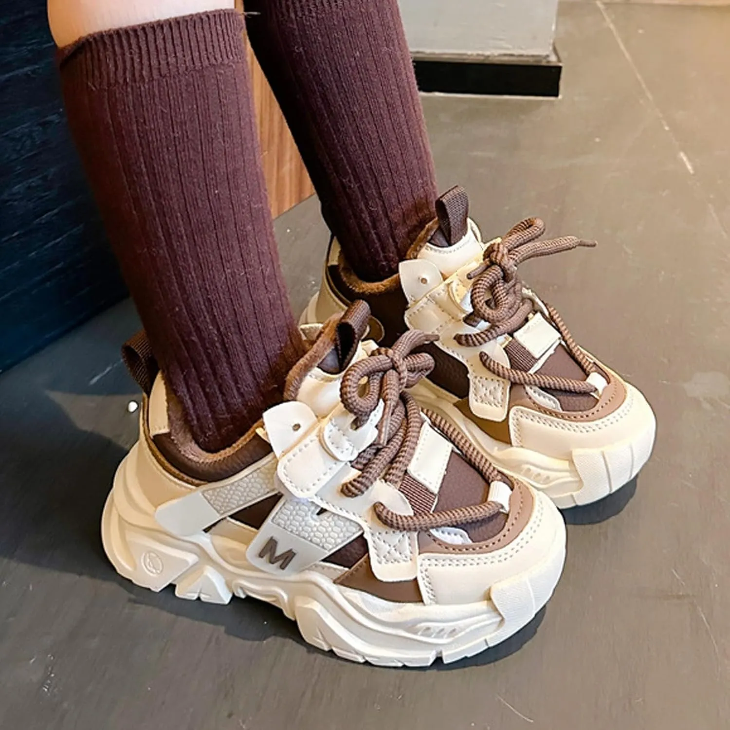 Kids Platform Sneakers Baby Toddler Tennis Running Athletic Protective Walking Lace Up Comfortable Softy Spring Shoes