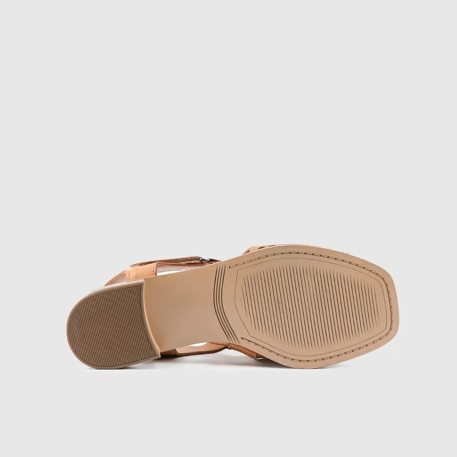 Leather Comfort Block Heel Sandal 8361 Tan