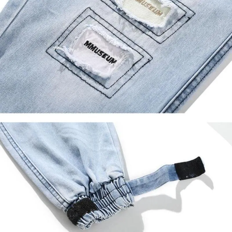 Loose Patchy Denim Joggers