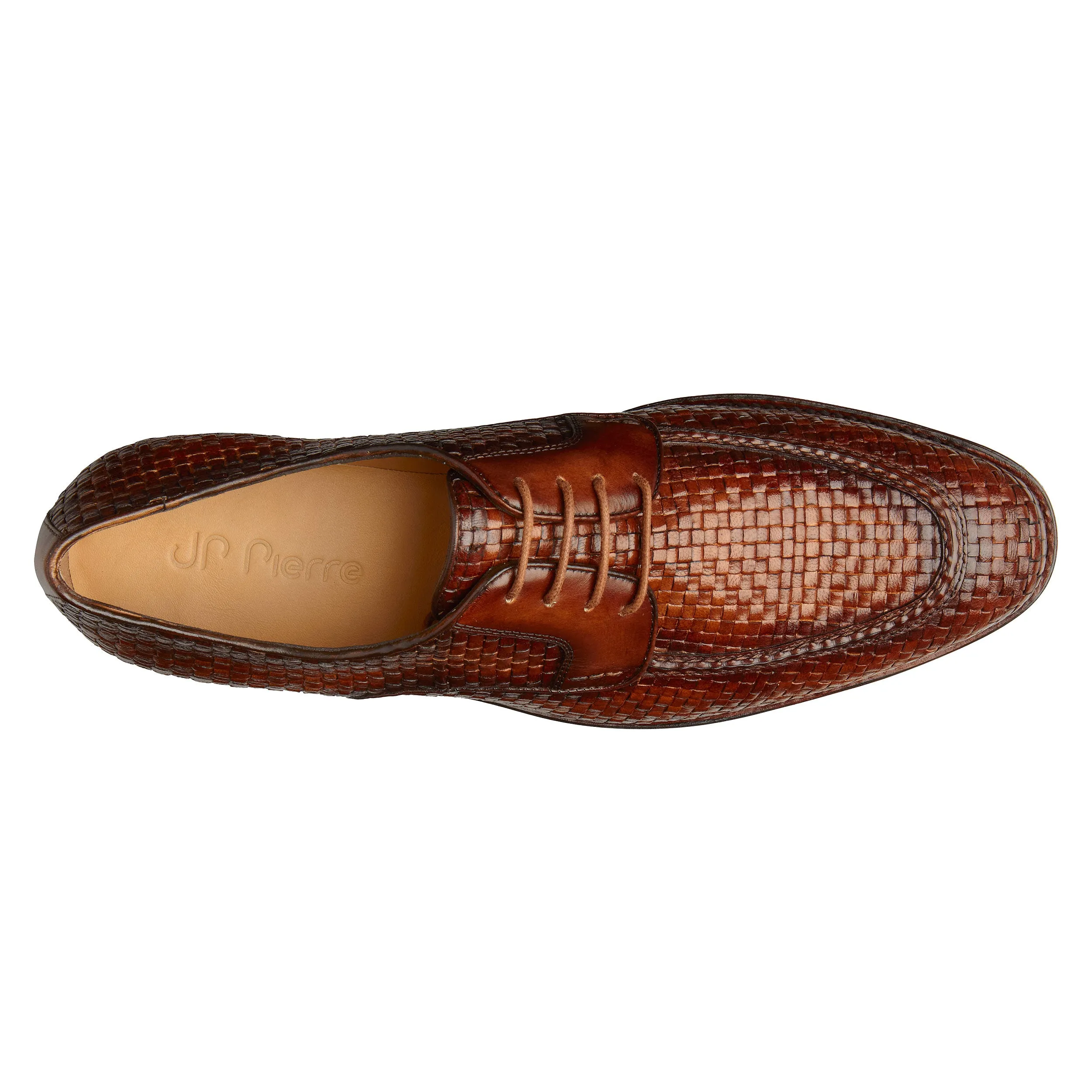Men´s chestnut braided leather derby shoes