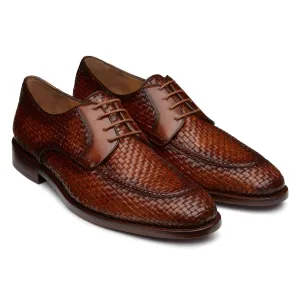 Men´s chestnut braided leather derby shoes