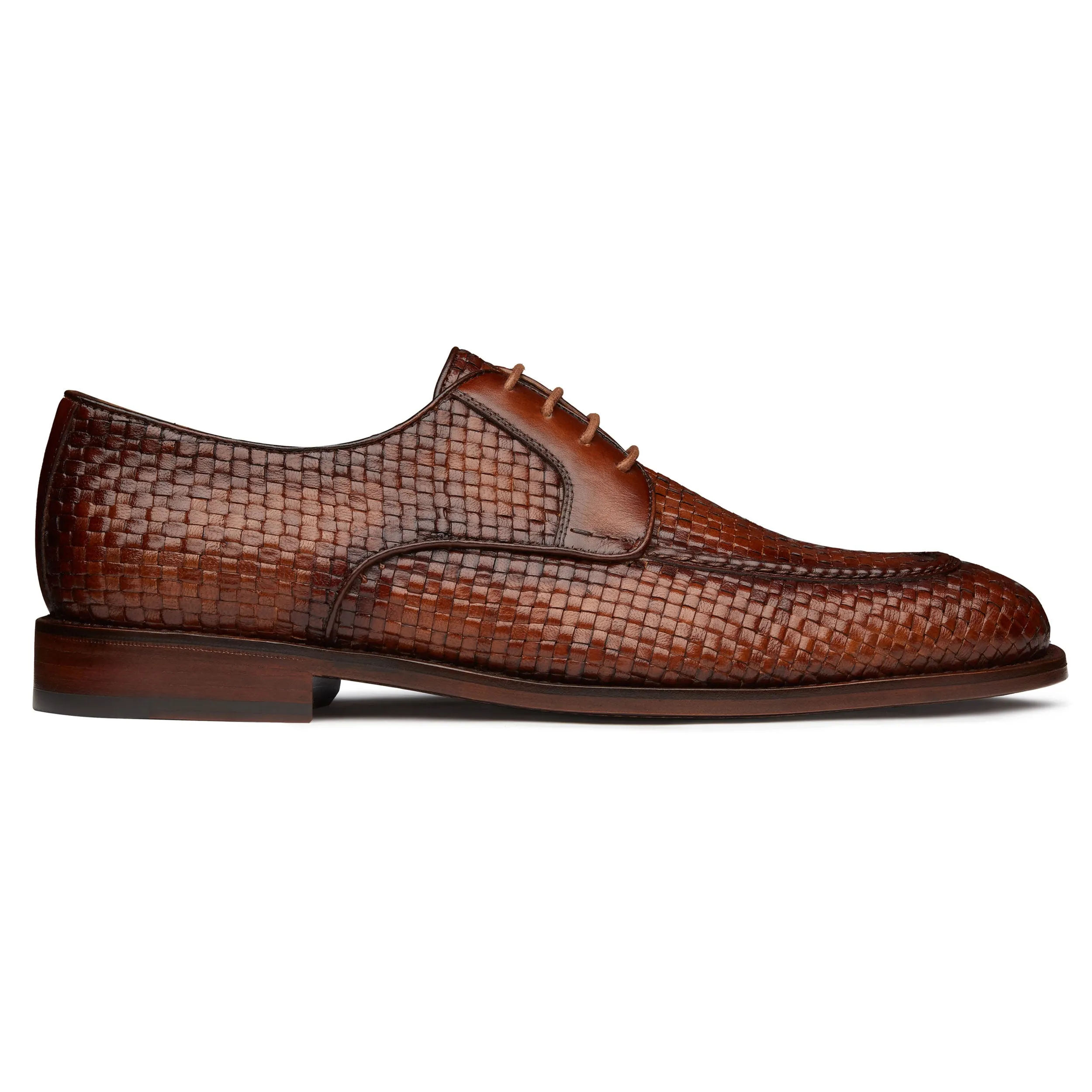 Men´s chestnut braided leather derby shoes