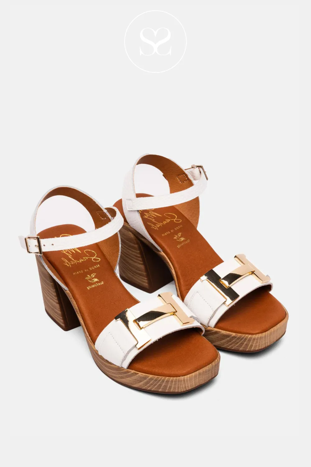 OH MY SANDALS 5636 WHITE BLOCK HEEL PLATFORM SANDAL