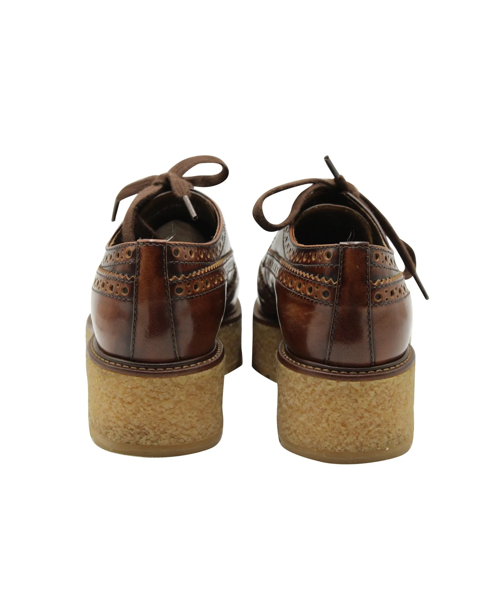 Prada Platform Derby Shoes in Brown Leather