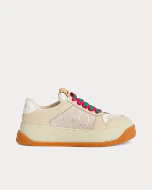 Screener GG Lamé Canvas White / Beige Low Top Sneakers
