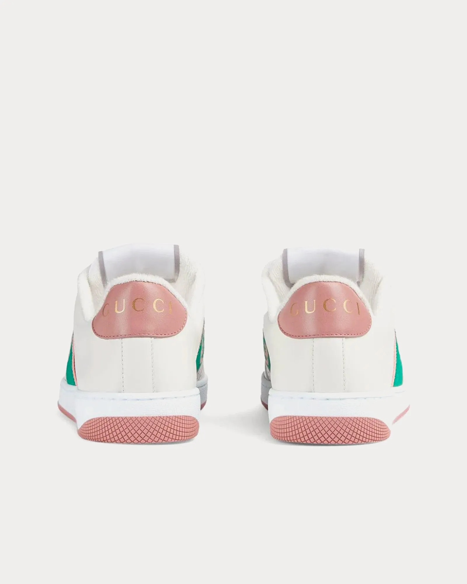 Screener with Interlocking G White / Rose Pink / Bright Green Low Top Sneakers